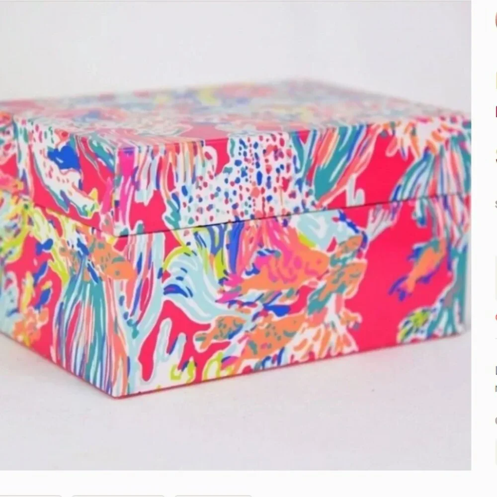 Lilly Pulitzer lacquer jewelry box in dragonfruit sunken treasure NWOT